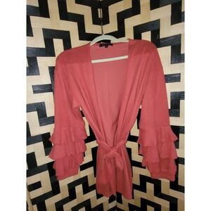 Simply Southern Womens Cozy Cardigan‎ With Ruffled Sleeves Size LARGE